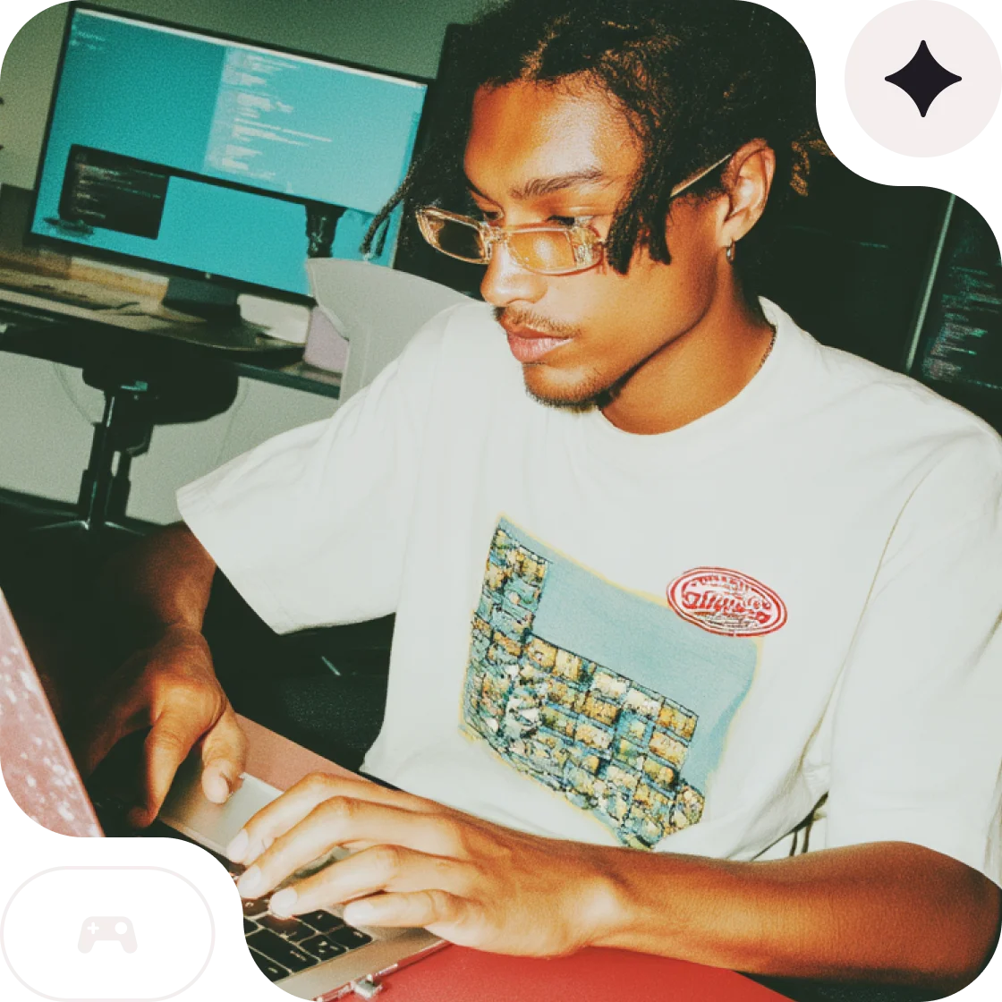 Guy typing on his keyboard